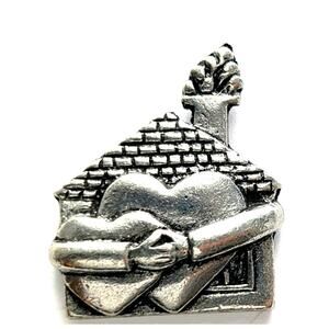 Clift Pewter Pin Hugging Hearts House Pin Gift Symbol Love Family Support Care